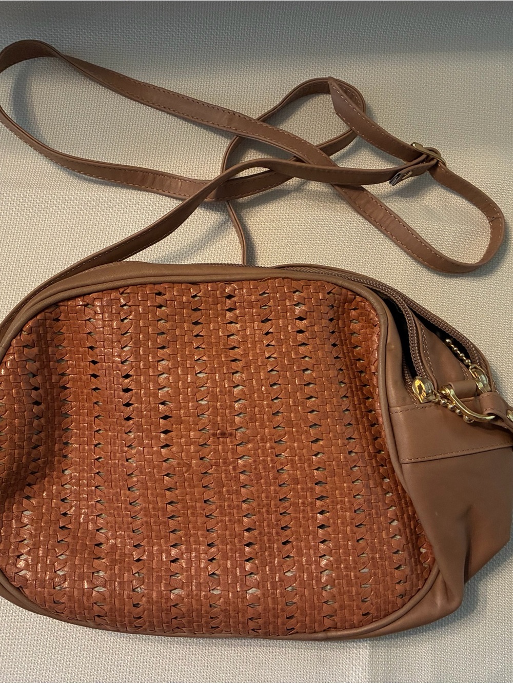 Genuine Leather Made in Italy Brown Crossbody Bag